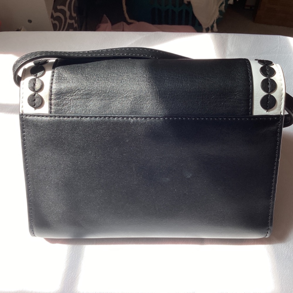 New Michael Kors Leather Crossbody polkadot Bag Purse NWT Black White silver dot - Picture 9 of 12